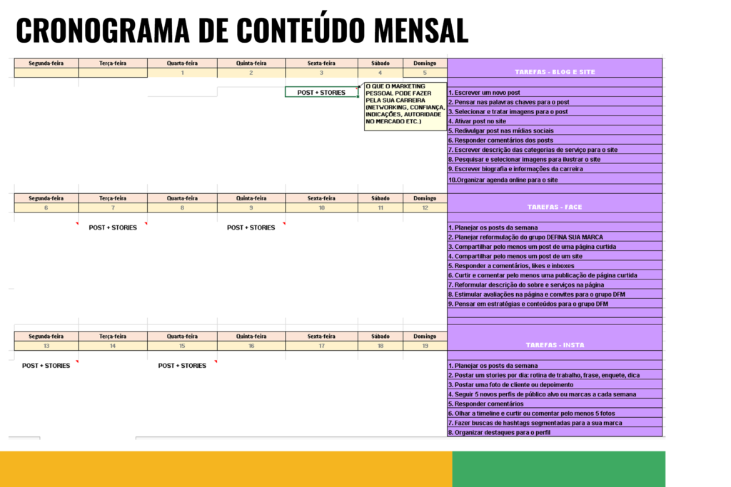 cronograma midias redes sociais instagram facebook youtube linkedin 